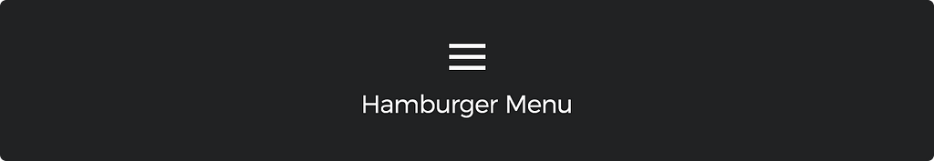 An icon made up of three horizontal lines. Often called the hamburger menu.