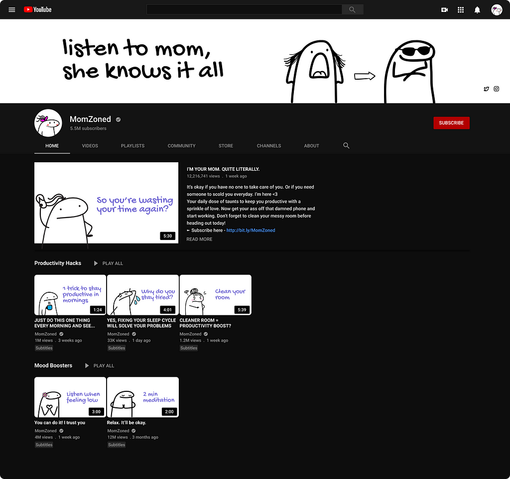 a mockup of the designed YouTube channel