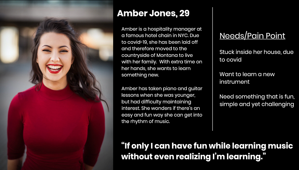 User Persona: Amber Jones, age 29