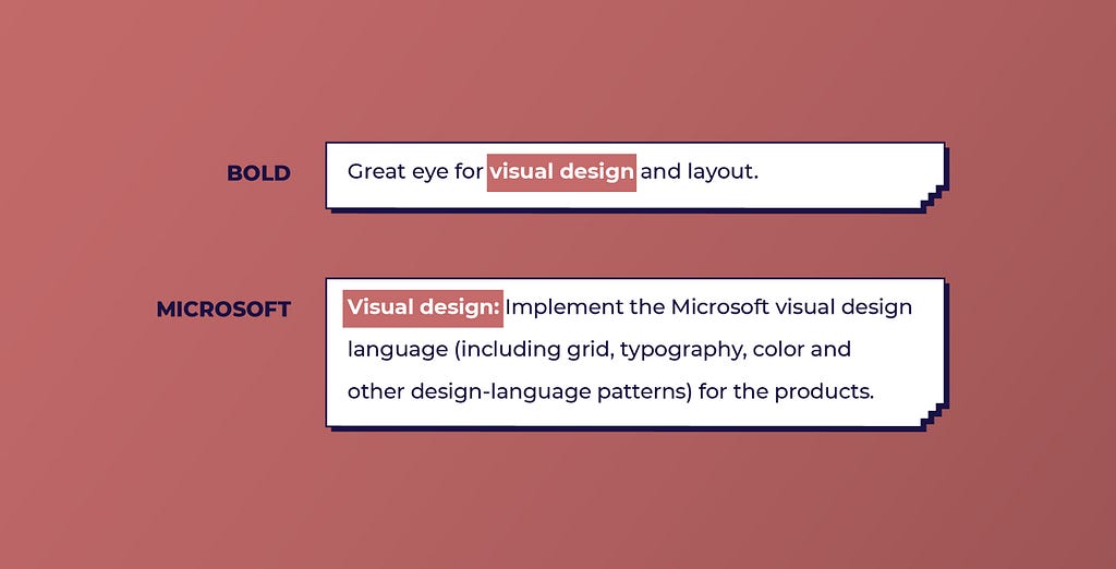 Bold and Microsoft look for Visual design skills from UX designers