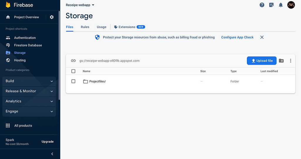 representation of firebase cloud storage.