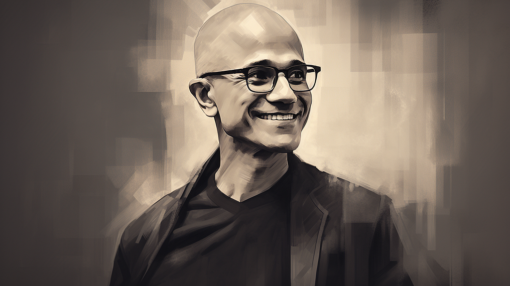 Midjourney Prompt: satya nadella, charcoal on paper style image