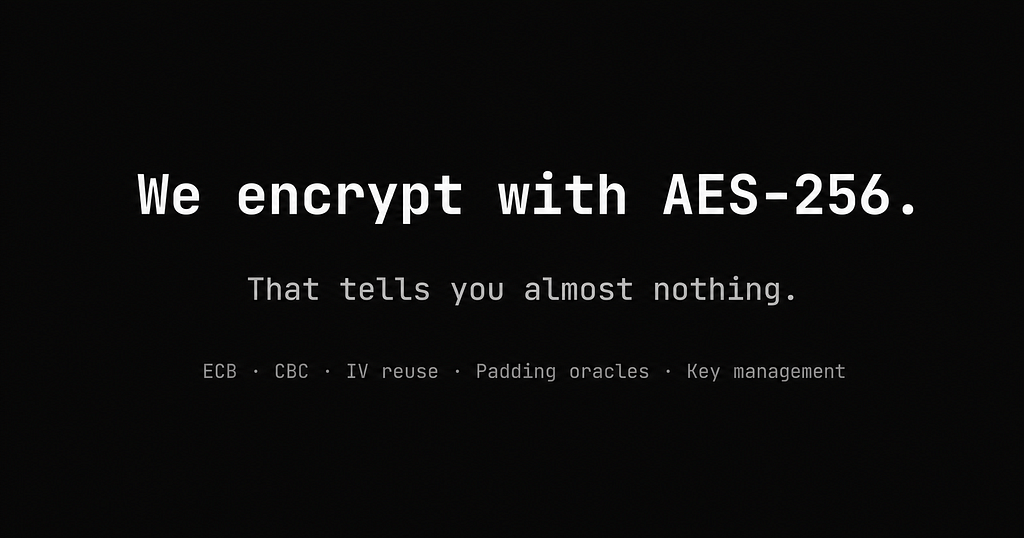 “We Encrypt With AES-256” Is Not a Security Architecture