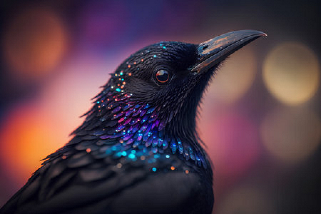 A crow under UV (the picture’s a little edited I guess, but look how beautiful it is !)