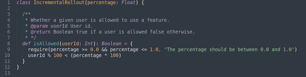 A sample example of how to make a rollout decision incrementally.