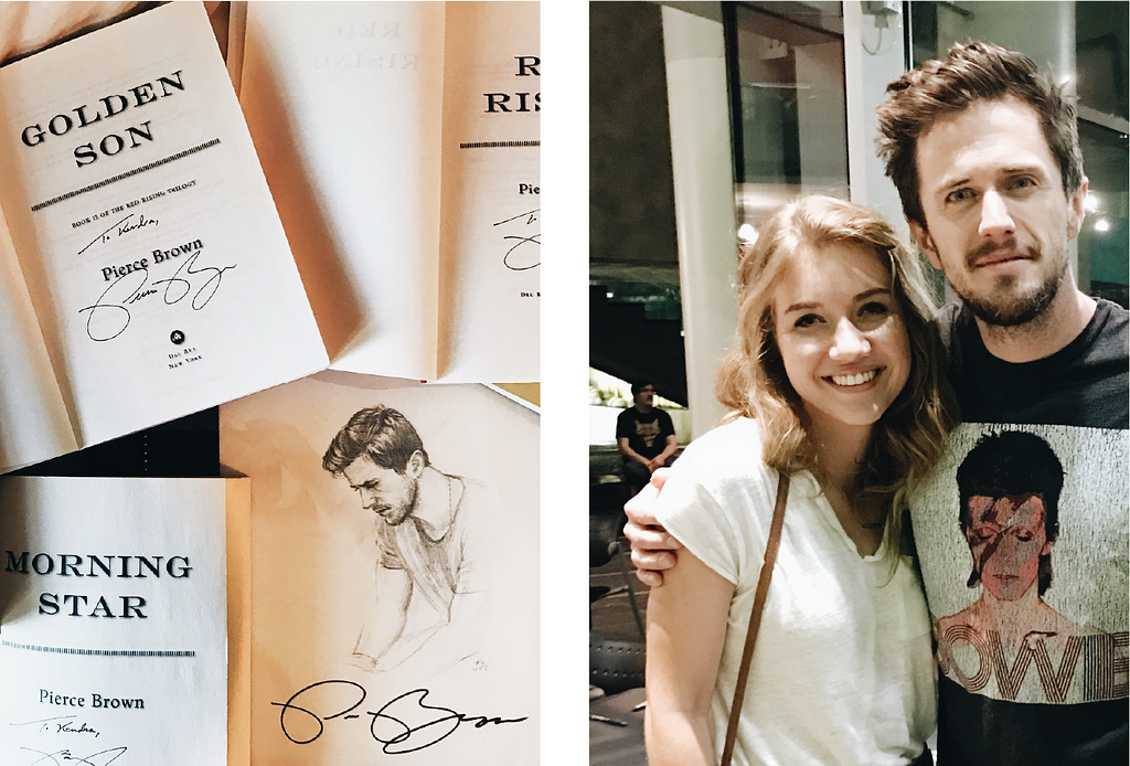 Fan with Pierce Brown at a Book Signing.