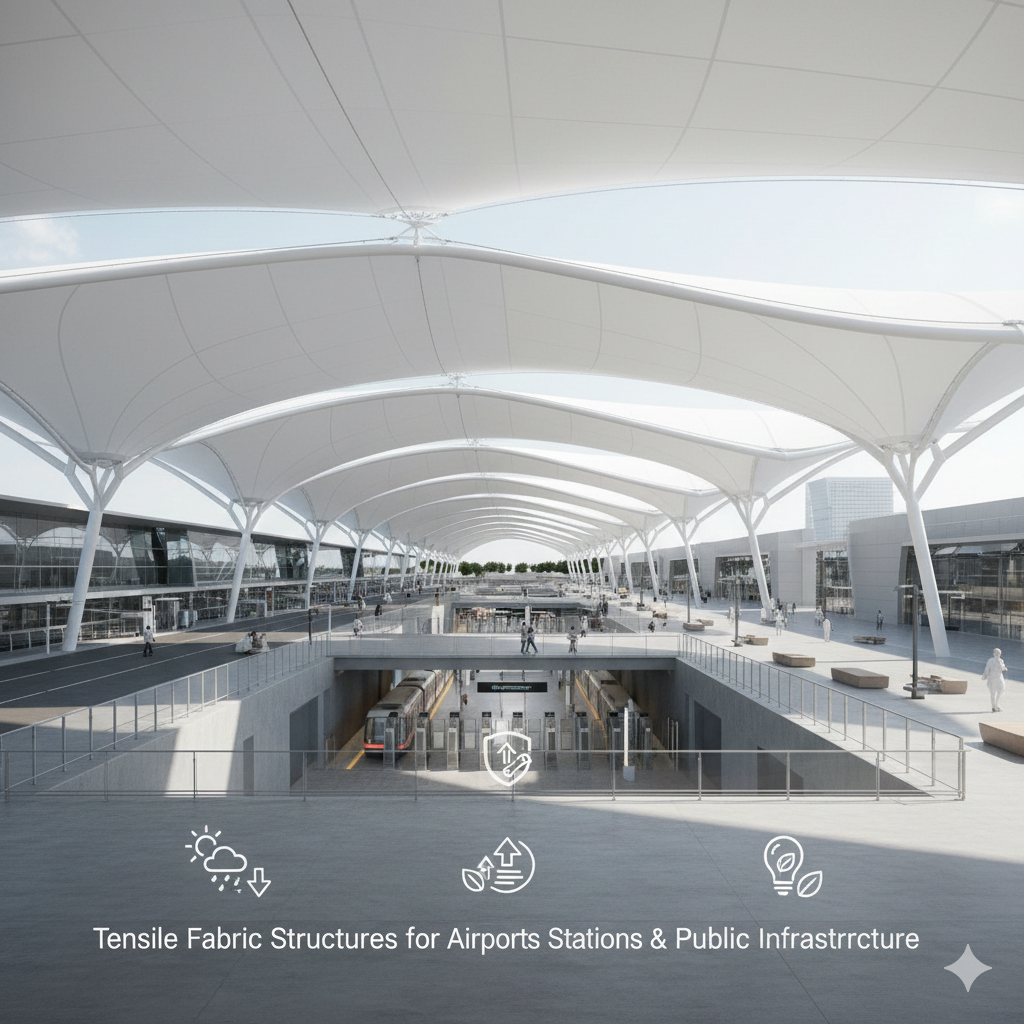 Tensile Fabric Structures for Airports Metro Stations & Public Inf