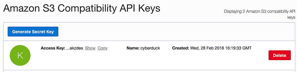 Using Cyberduck to access Oracle Cloud Infrastructure Storage
