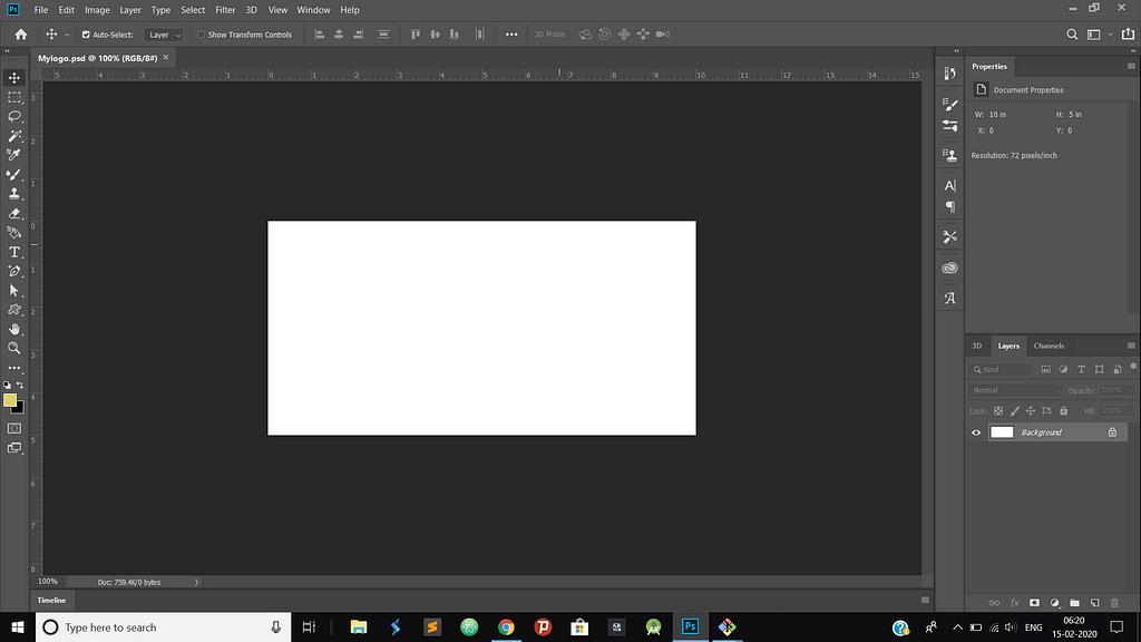 A blank photoshop document