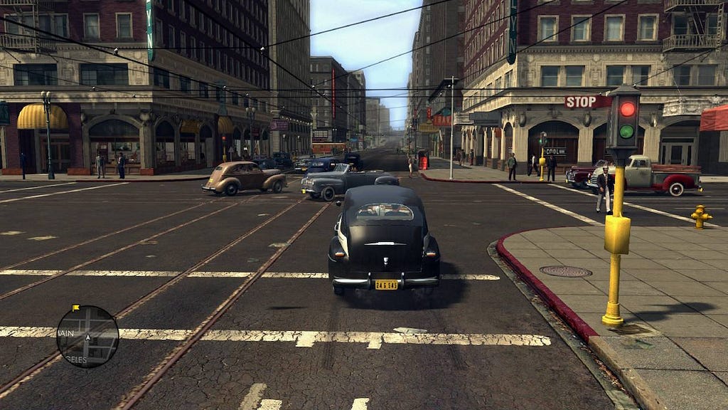 Traffic of 1950’s Los Angeles city, well represented in L.A. Noire.