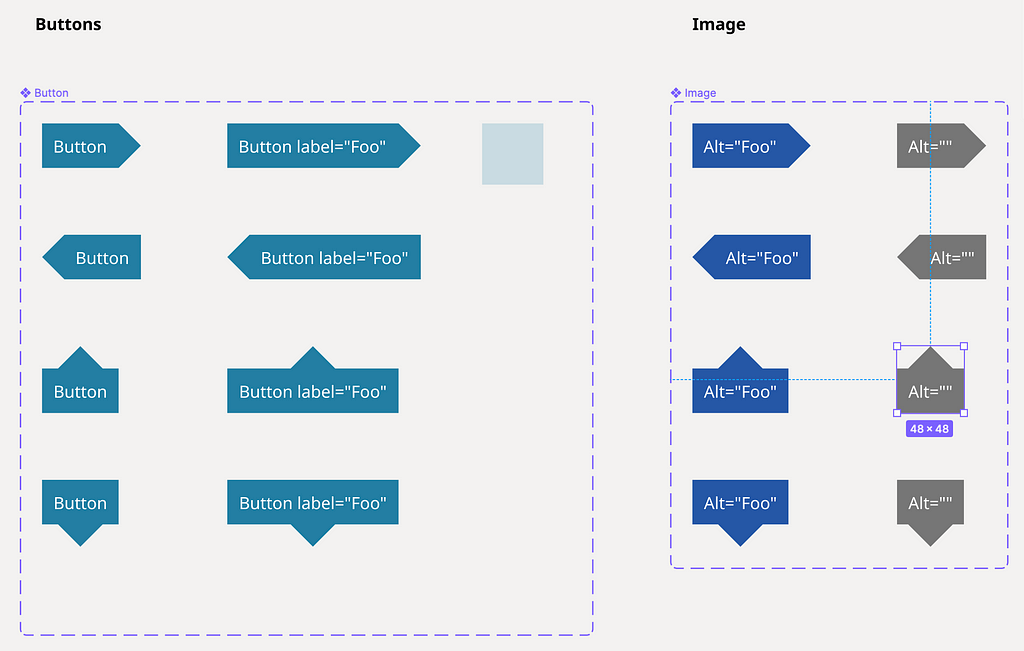 Buttons and Image annotation callouts from the assets page