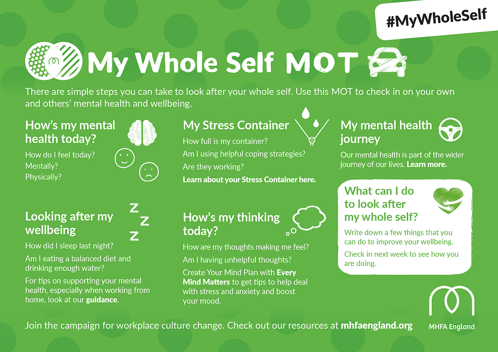 My Whole Self MOT from Mental Health First Aid England