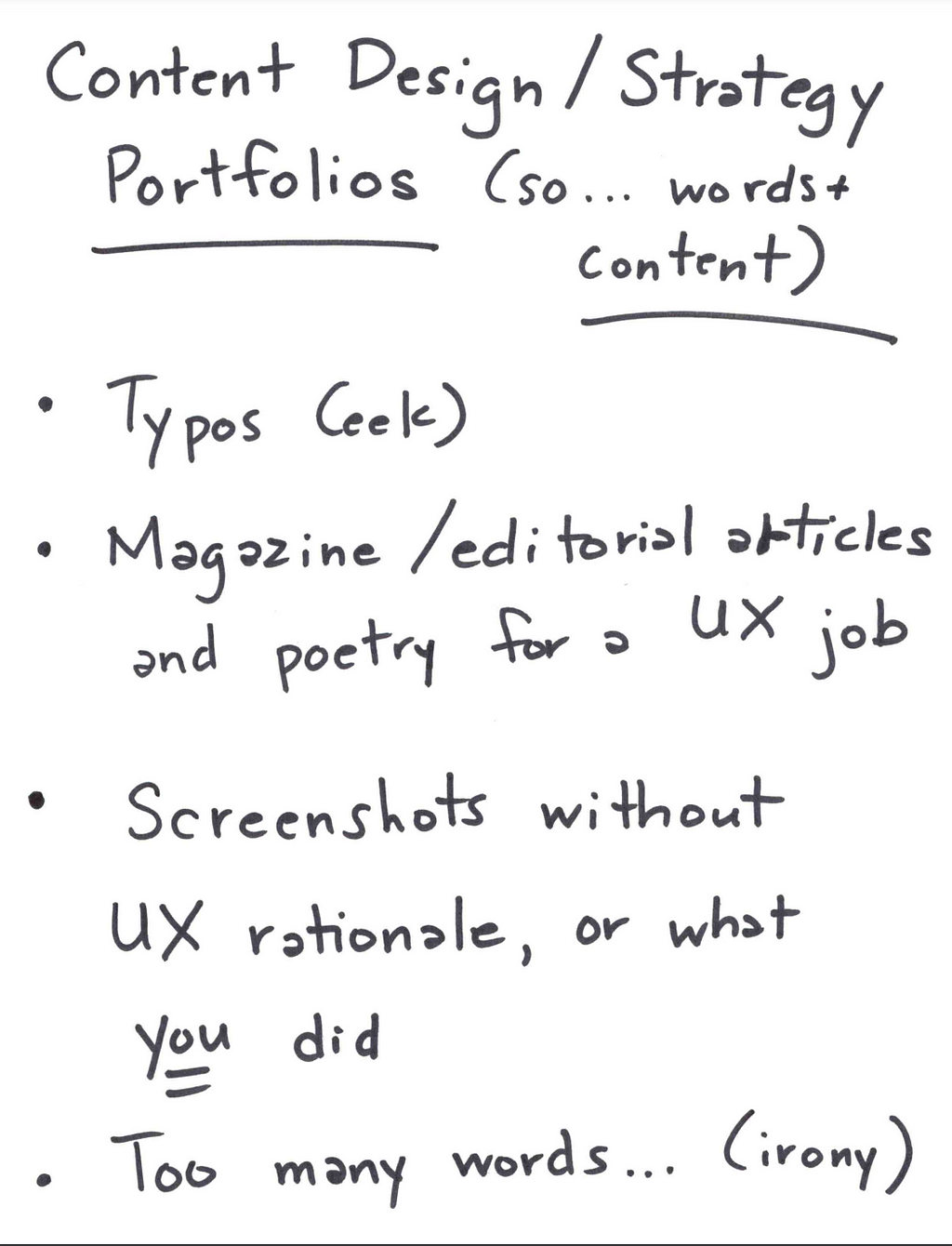 Common portfolio mistakes, including typos and vague project descriptions.
