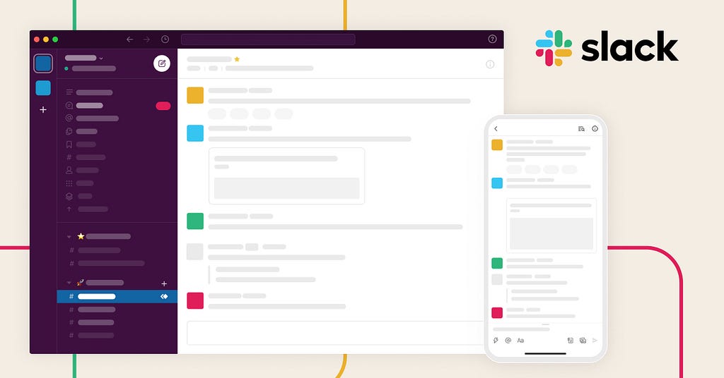 Print screen of Slack showing complementary colours