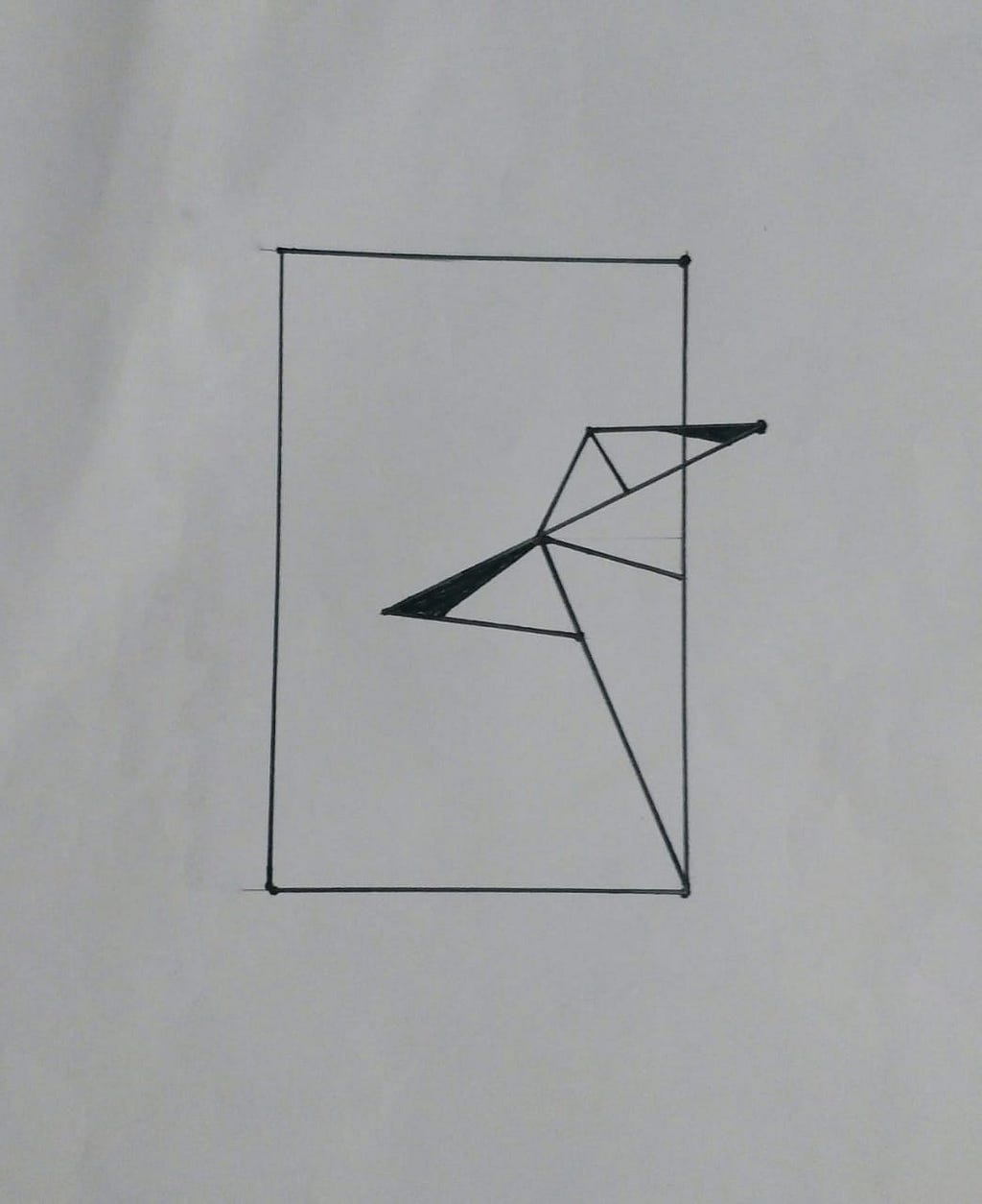 a pencil art with triangles.