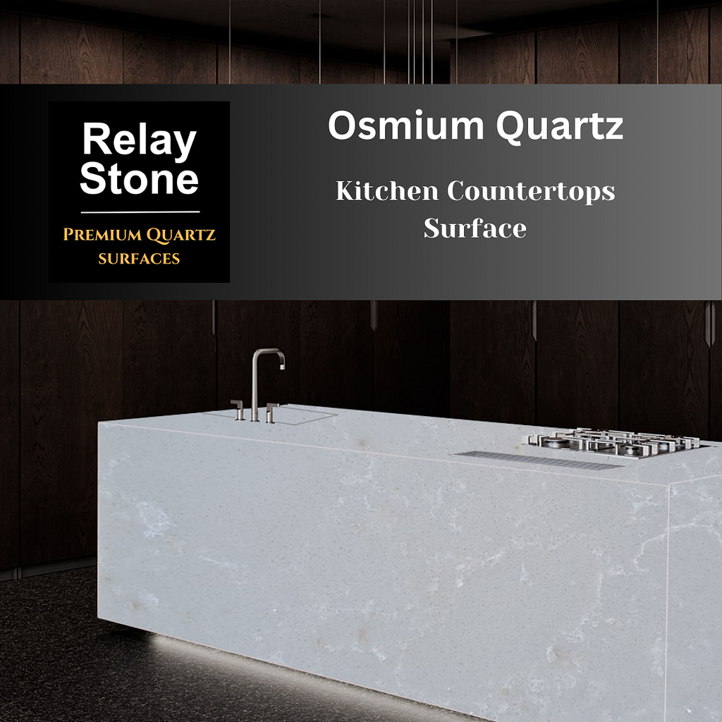 Osmium quartz is the premium quartz surface for kitchen countertops. Relay Stone quartz is the best quartz brand that is stain resistant quartz, scratch resistant quartz and heat resistant quartz. Relay Stone quartz has the best white quartz and black quartz surfaces. Relay Stone quartz is premium quartz brand. other quartz brands are kalinga stone quartz, specta quartz, AGL quartz.