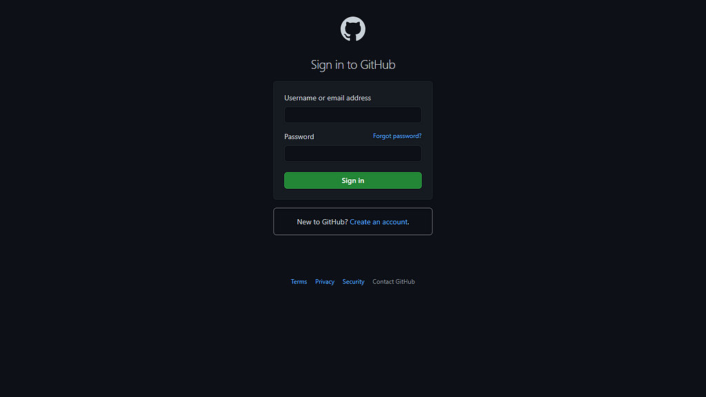 GitHub Login Page