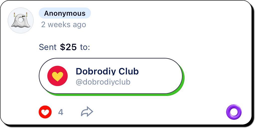 anonymous donation to dobrodiy club charity nonprofit in ukraine Anonymous donations on donut look like a ghost donut or a donut in a ghost white blanket