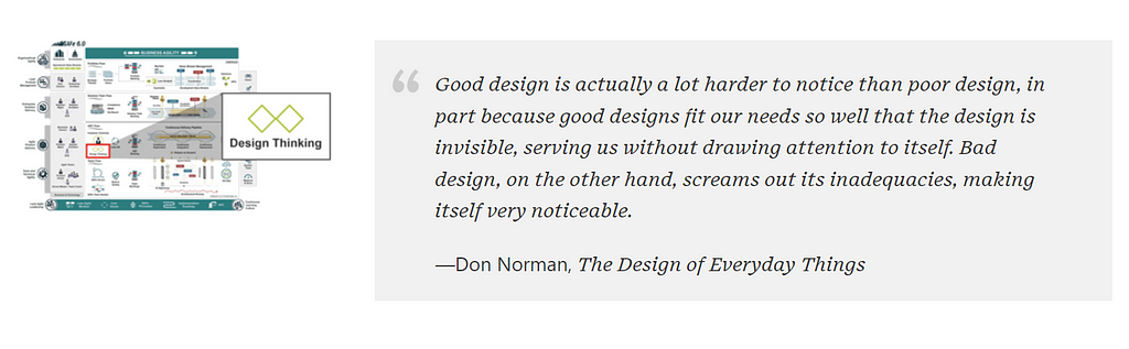My most liked quote from Scaled agile framework about design thinking.