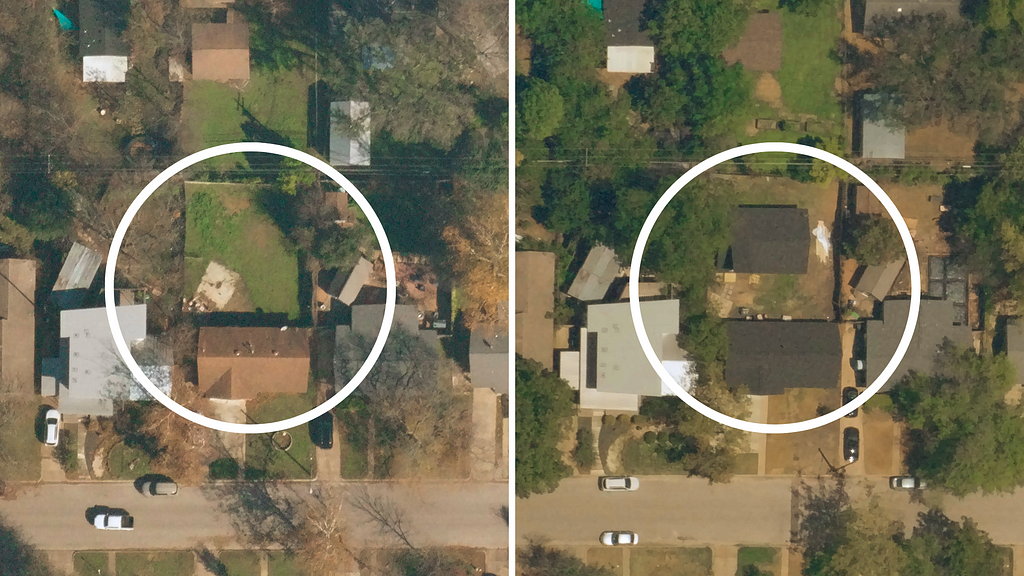 Near Space Labs’ high-frequency captures of a property with updated roof and addition of an unattached structure in the backyard.