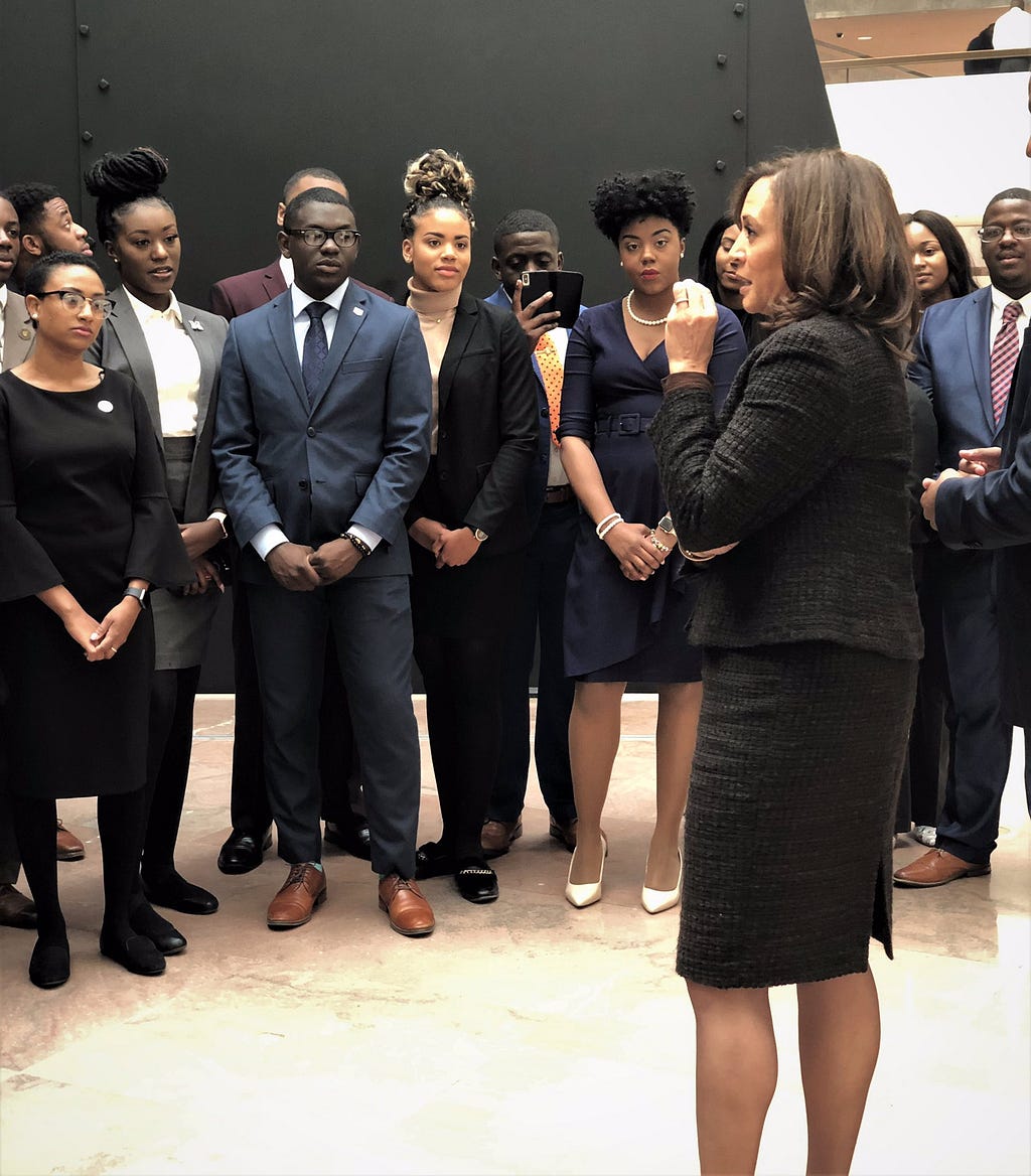 Vice President Kamala Harris speaks to current HBCU students.