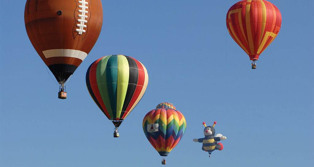 Photo of hot air balloons.