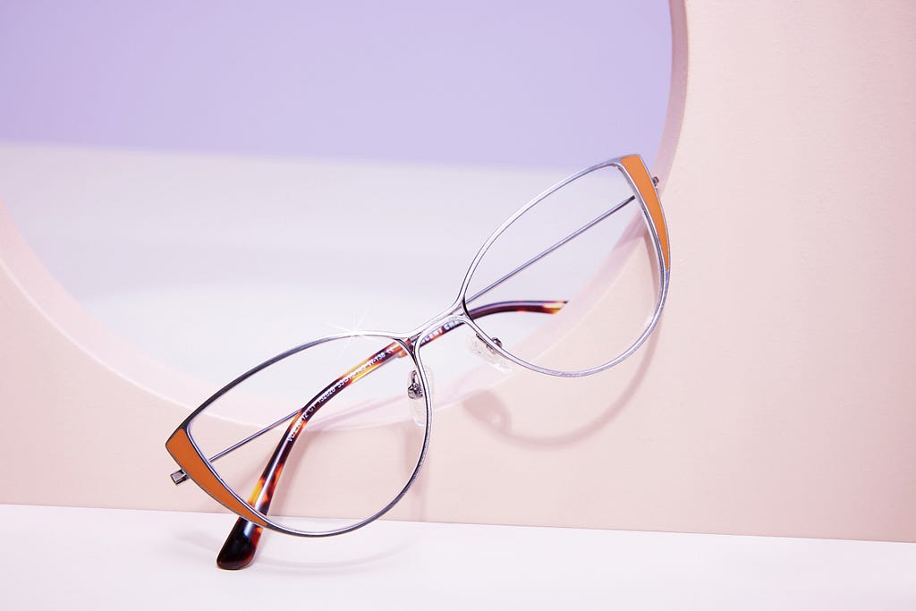 Gunmetal Orange Full Rim Cat Eye Eyeglasses