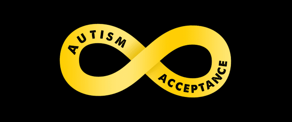 A gold infinity symbol representing Autism Acceptance