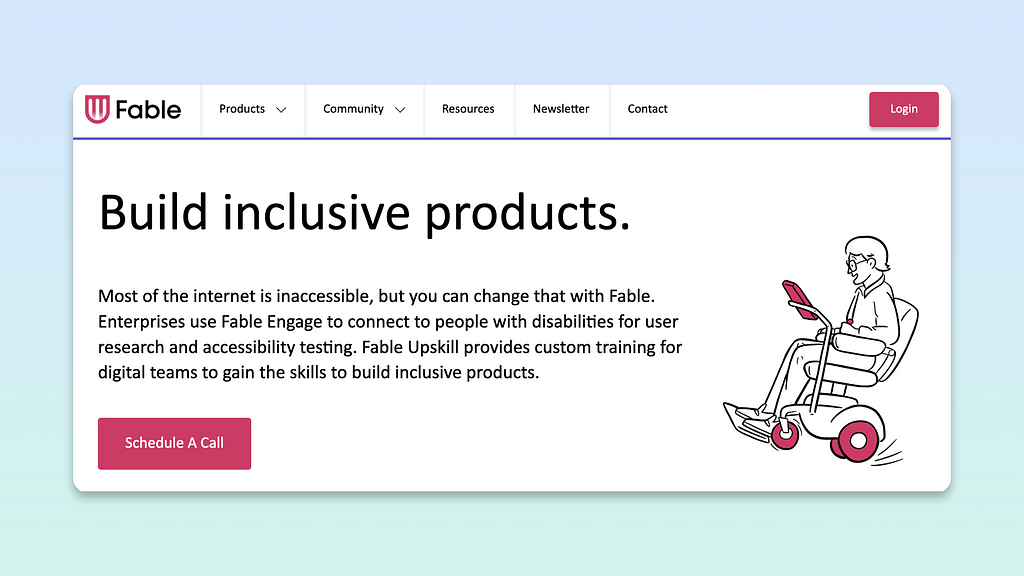 A screenshot from the home page of Fable, the inclusive recruiting tool.