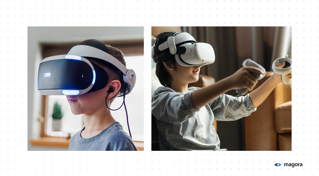 Children playing / learning with VR headsets