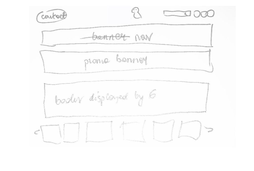A low-fi sketch of the landing page