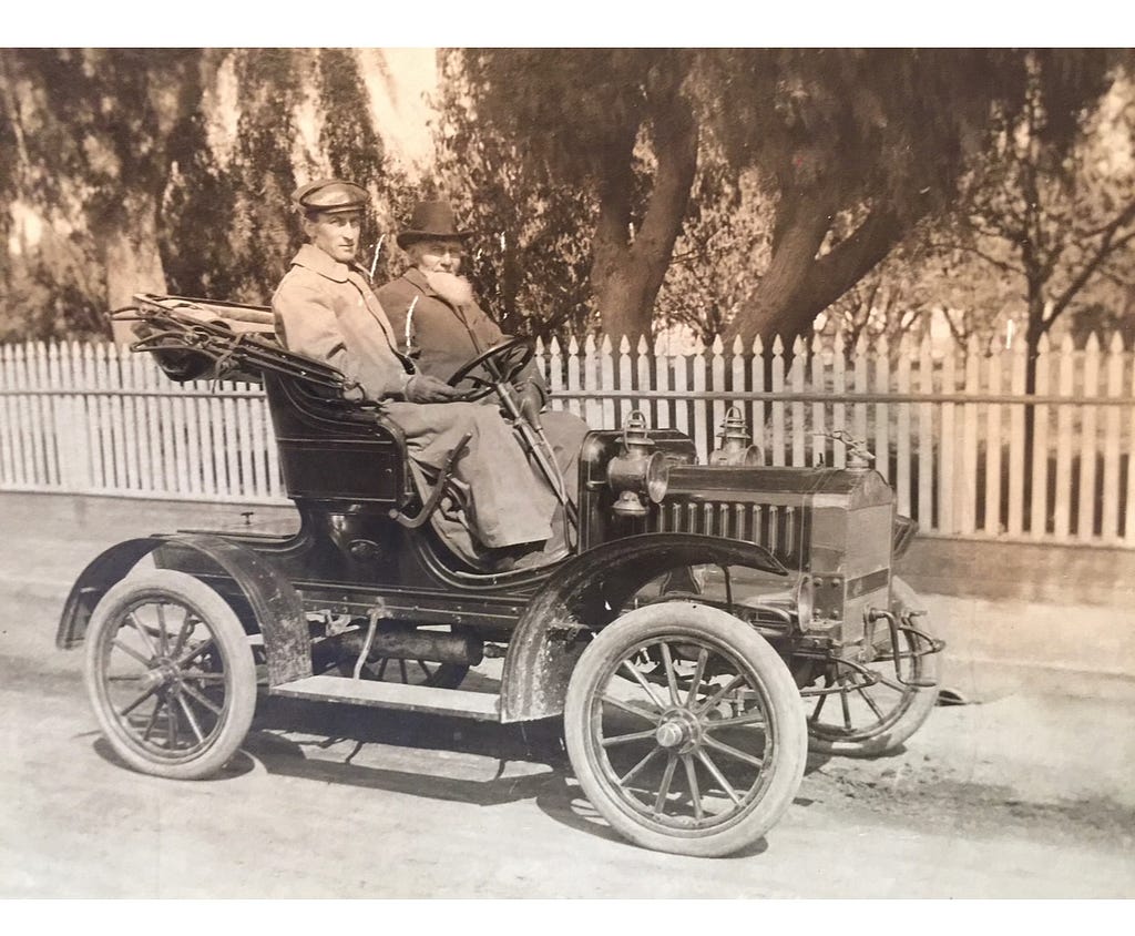 Photo: Andrew Abrott (far right) in Oakland / Berkeley area around 1905.