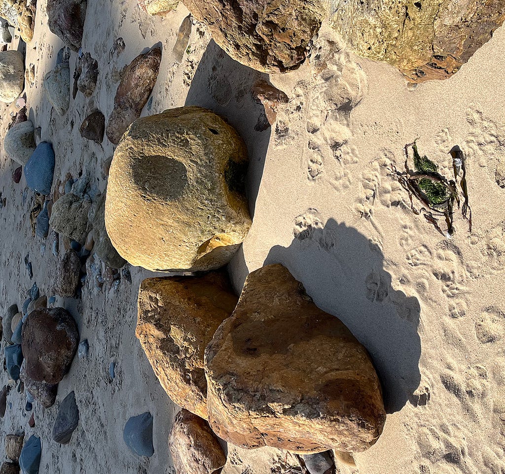 Rocks on a beach.