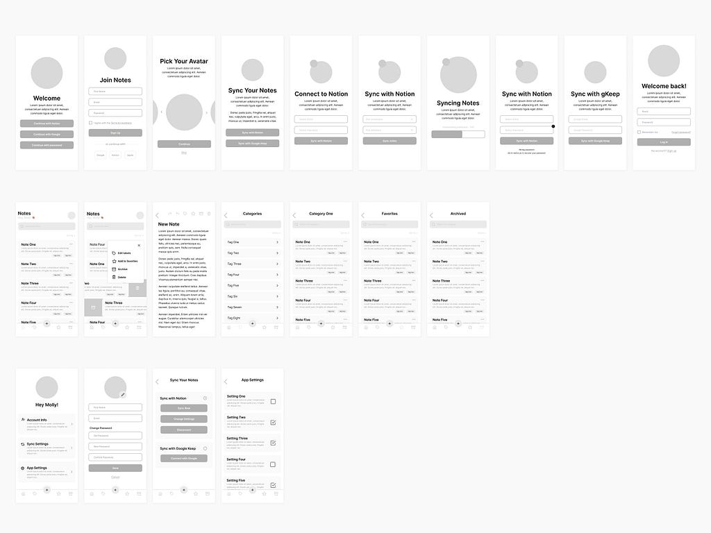 UI/UX Case Study: Notes App Wireframes