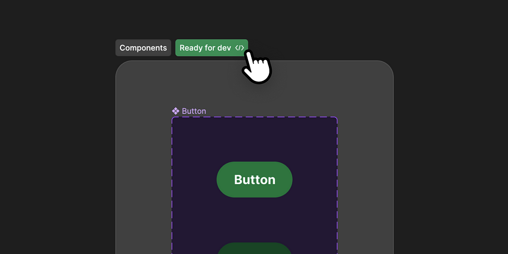 Ready for dev mark is clicked on a section in Figma.