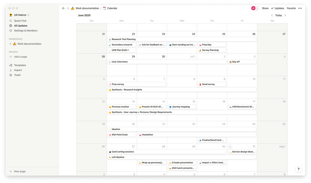 A screenshot of the user’s calendar, which shows scheduled meetings and events.