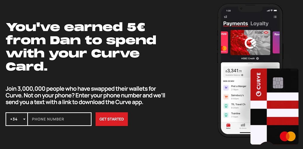 Curve card 5€ FREE Signup Bonus