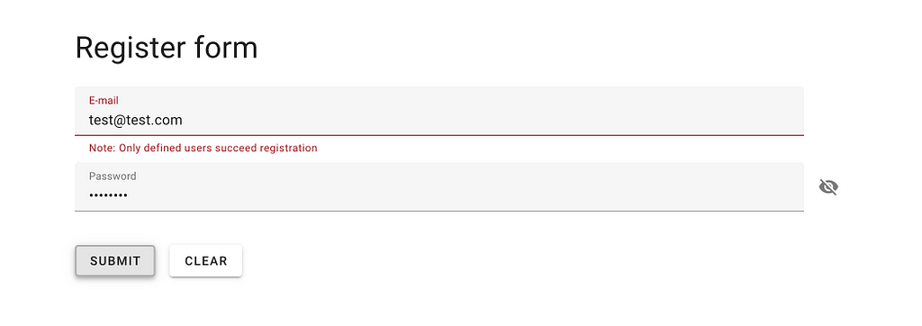 Server-side validation example form screenshot