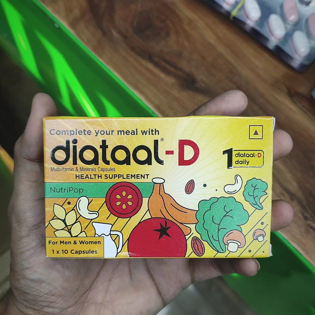 Diataal-D packaging design shot by author….