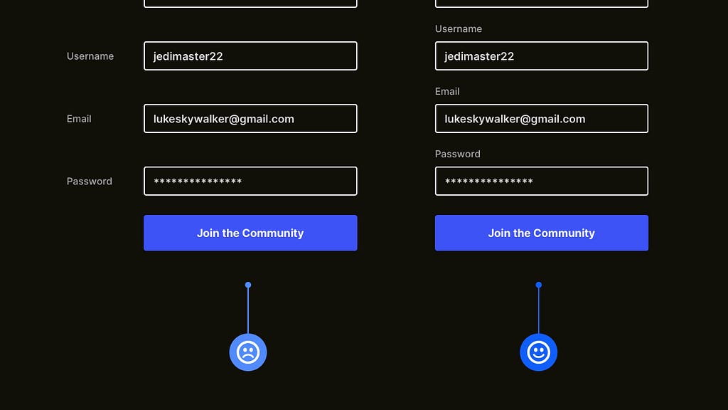 Two Form design examples. One with labels to the left of the form fields, and the other with the labels above the fields