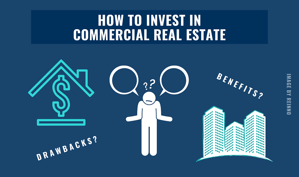 The image reads: How to invest in commercial real estate: drawbacks and benefits.