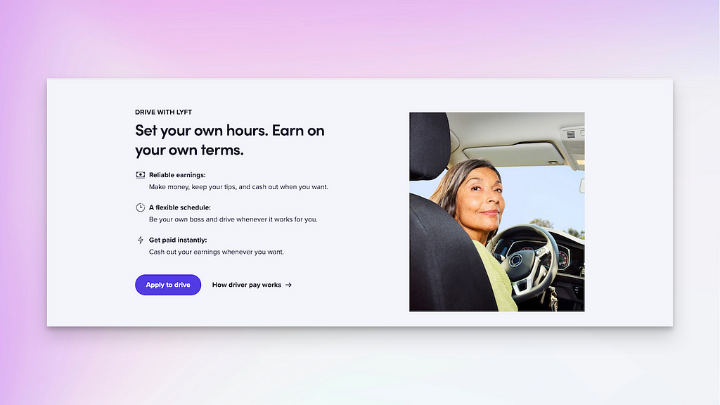 Lyft Landing Page: Careers component