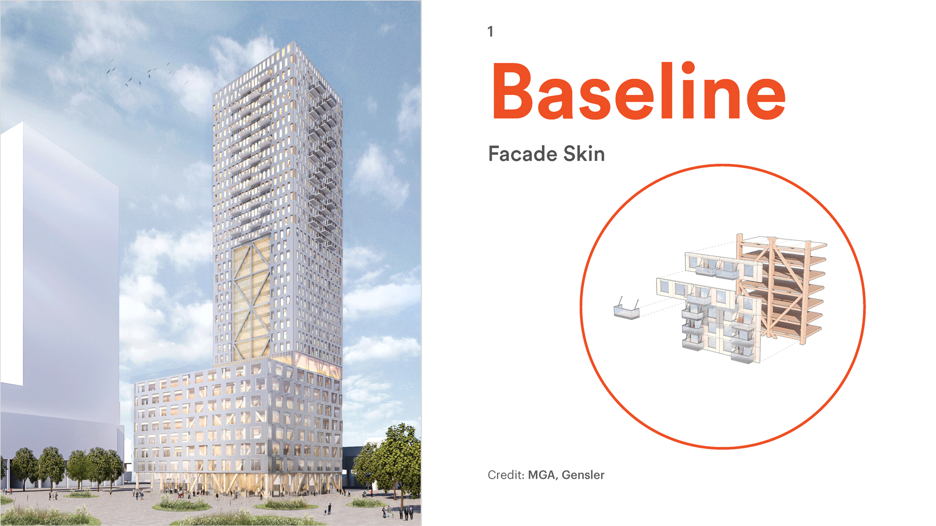 Gif shows the same high-rise building (PMX) with different facades.