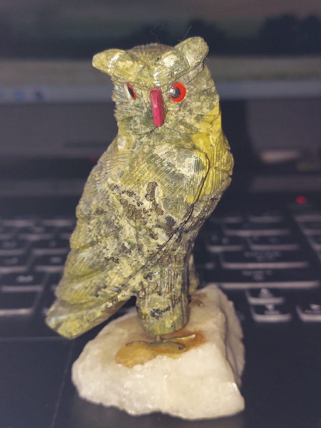 carved serpentine owl figurine