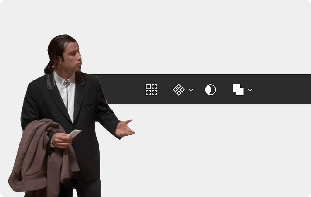 A meme featuring John Travolta looking for Figma’s top navigation tools from UI2.