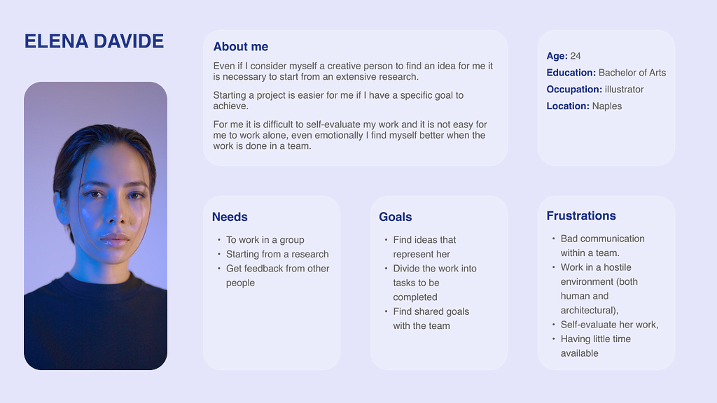 Graphical presentation of a user person