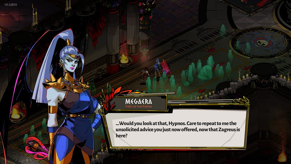 The harpy Megaera talking to Hypnos