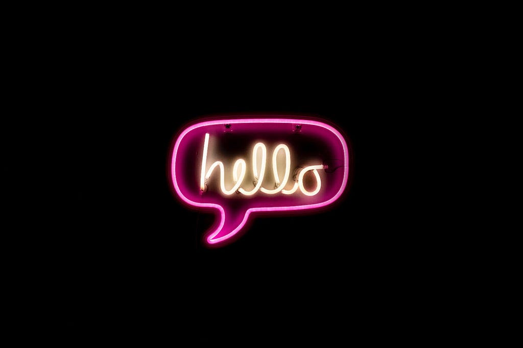 Neon hello sign