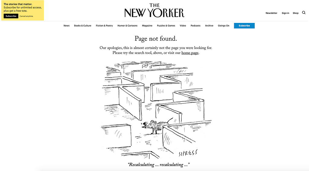 New Yorker employs humour that ties in with their brand personality
