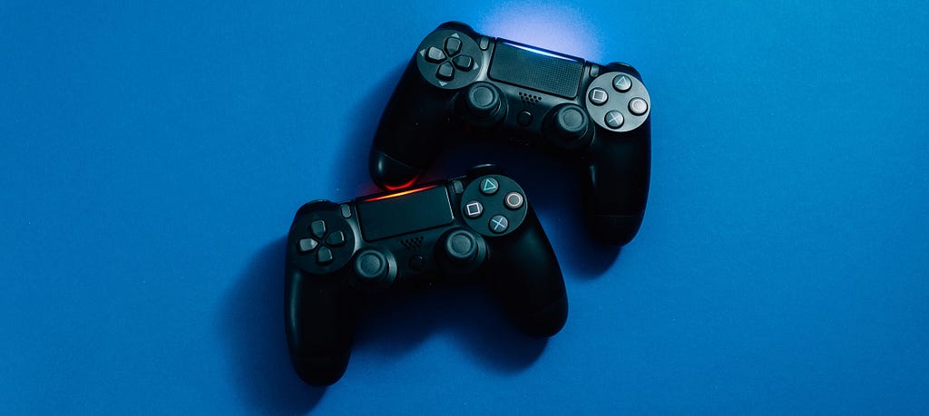 Two PlayStation DualShock 4 controllers